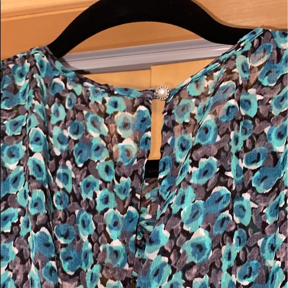 REBECCA TAYLOR Climbing Rose Long Sleeve Silk Blend Dress - Picture 12 of 14